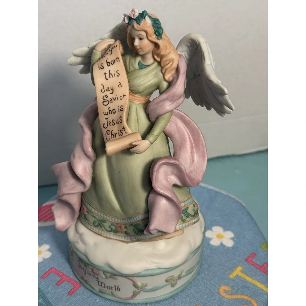 Vintage Joy‎ To The World Musical Angel Figurine 1992 Porcelain Hamilton Gifts